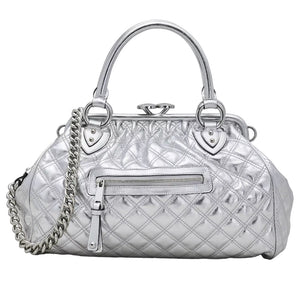 THE RE- EDITION QUILTED METALLIC LEATHER STAM BAG