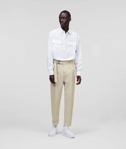 LINEN-BLEND TAILORED TROUSERS