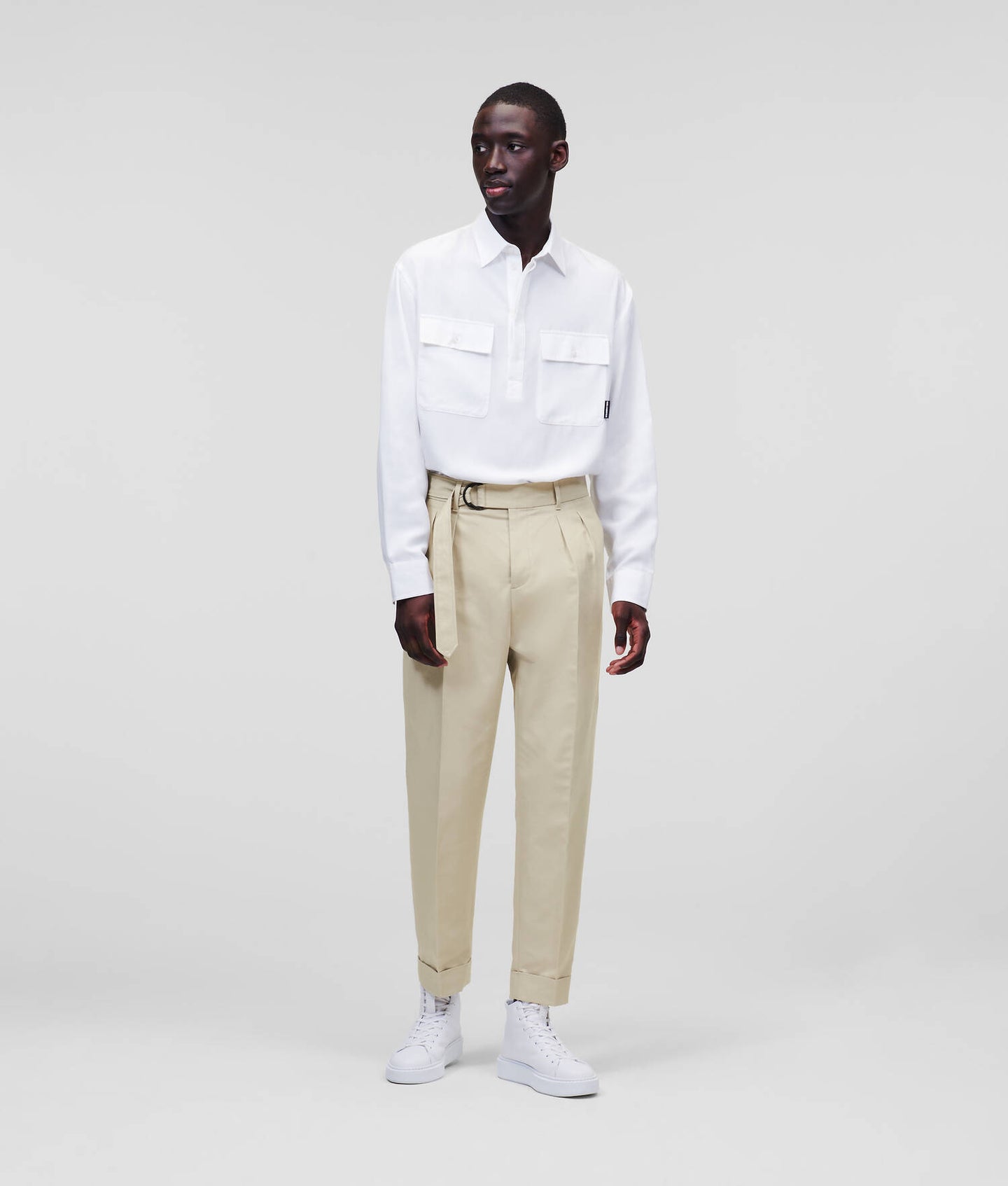 LINEN-BLEND TAILORED TROUSERS