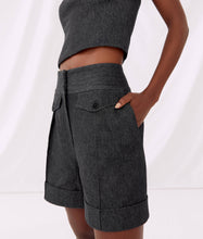 Load image into Gallery viewer, KARL X AMBER VALLETTA DENIM-LOOK SHORTS