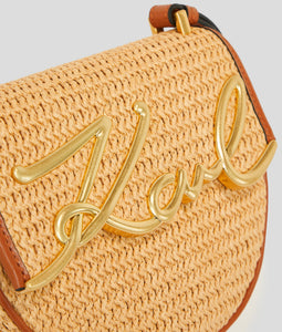 K/SIGNATURE SMALL RAFFIA SADDLE BAG