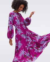 Load image into Gallery viewer, DVF DOMINIQUE DRESS PARIS FLORAL GT RED PURPLE