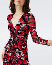 Load image into Gallery viewer, ADARA MESH DRESS IN PASSION PETALS BERRY RED