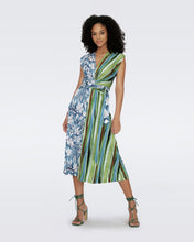 Load image into Gallery viewer, DVF	DOROTHEE DRESS BIRD OF PARADISE PINK IVORY AND REEDS GREEN