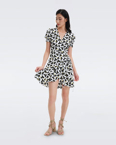 DVF	EMILIA MINI DRESS GRAPHIC FLOWER SM IVORY