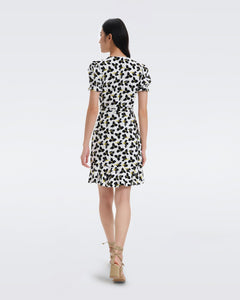 DVF	EMILIA MINI DRESS GRAPHIC FLOWER SM IVORY