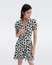 Load image into Gallery viewer, DVF	EMILIA MINI DRESS GRAPHIC FLOWER SM IVORY