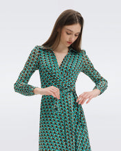 Load image into Gallery viewer, DVF	PHOENIX DRESS FLEURGEO SUMMER TURQUOISE