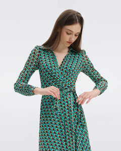 DVF	PHOENIX DRESS FLEURGEO SUMMER TURQUOISE