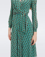 Load image into Gallery viewer, DVF	PHOENIX DRESS FLEURGEO SUMMER TURQUOISE