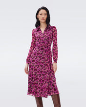 Load image into Gallery viewer, DVF AMELIE DRESS PARIS FLORAL SM NAVY