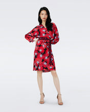 Load image into Gallery viewer, MIKAH FAUX WRAP DRESS IN FEATHER FAN