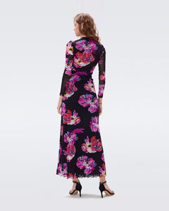 DVF	KASSIA DRESS PAINTED BLOSSOM GT PINK ME