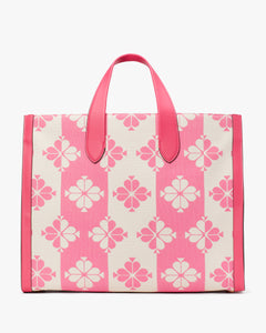 SPADE FLOWER TWO-TONE CANVAS MANHATTAN LARGE TOTE