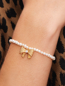 WRAPPED IN A BOW PEARL CHARM BRACELET