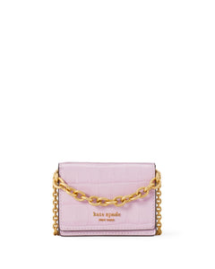 MORGAN CROCO-EMBOSSED CHAIN CARD CASE