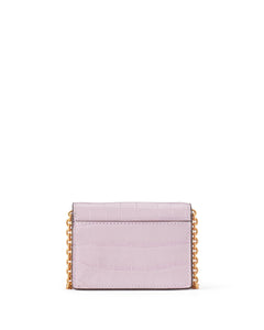 MORGAN CROCO-EMBOSSED CHAIN CARD CASE