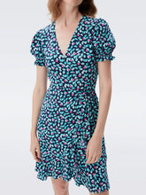 Load image into Gallery viewer, DVF	EMILIA MINI DRESS DAISY BUDS NAVY