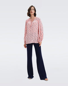 DVF NEW FREDDIE BLOUSE TWISTED GEO SOFT PINK