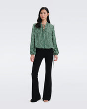 Load image into Gallery viewer, DVF GINNY BLOUSE PAINTED CUBE SM INDIAN GREEN