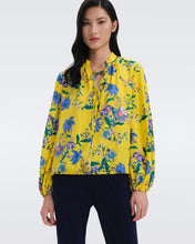 Load image into Gallery viewer, DVF GINNY BLOUSE SUMMER BOUQUETS YOKE YELLOW