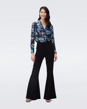 Load image into Gallery viewer, DVF SANORAH TOP ABSTRACT BTFLY MED PERF NAVY