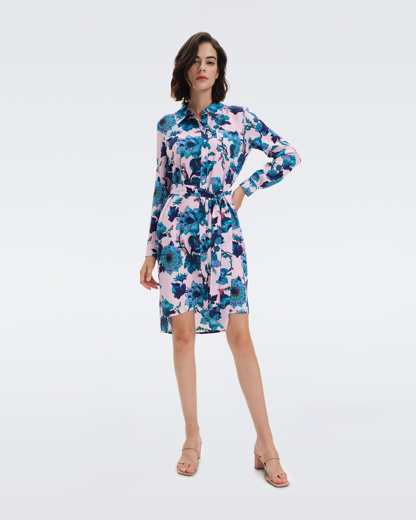 DVF PRITA DRESS ASTRANTIA LG GODDESS TURQ