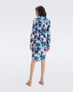 DVF PRITA DRESS ASTRANTIA LG GODDESS TURQ