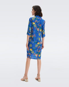 DVF PRITA DRESS SUMMER BOUQUETS INDIGO