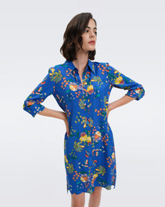 DVF PRITA DRESS SUMMER BOUQUETS INDIGO