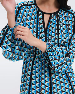 DVF SCOTT DRESS FEBRUARY GEO  MED GODDESS TURQ