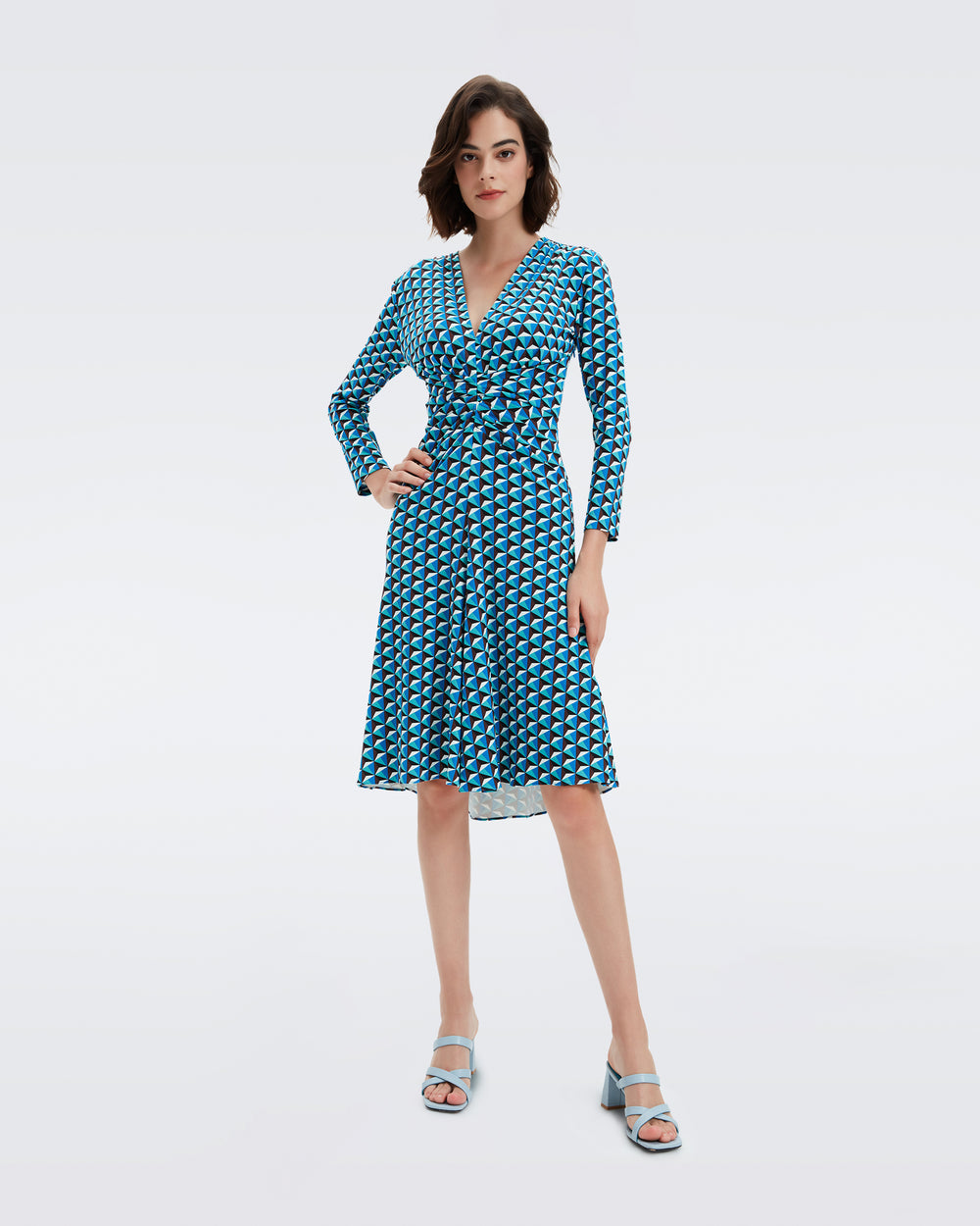 DVF JERRY DRESS FEBRUARY GEO  SM GODDESS TURQ