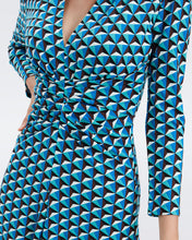 Load image into Gallery viewer, DVF JERRY DRESS FEBRUARY GEO  SM GODDESS TURQ