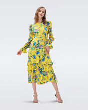 Load image into Gallery viewer, DVF FAIRFAX DRESS SUMMER BOUQUETS YOKE YELLOW