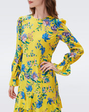 Load image into Gallery viewer, DVF FAIRFAX DRESS SUMMER BOUQUETS YOKE YELLOW