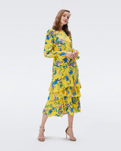 Load image into Gallery viewer, DVF FAIRFAX DRESS SUMMER BOUQUETS YOKE YELLOW