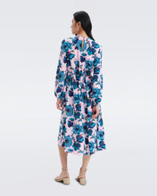 Load image into Gallery viewer, DVF SYDNEY MIDI DRESS ASTRANTIA LG GODDESS TURQ