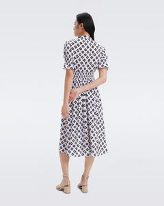 DVF ERICA DRESS PAINTED CUBE LG ORCHID