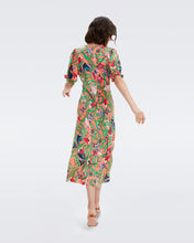 Load image into Gallery viewer, DVF ORLA DRESS FANTASIA FLORAL CORAL REEF