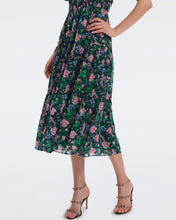 Load image into Gallery viewer, DVF BLOSSOM DRESS VINTAGE FLORAL PERFECT NAVY