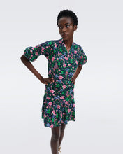 Load image into Gallery viewer, DVF AGAR DRESS VINTAGE FLORAL PERFECT NAVY