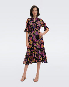 DVF PEACH DRESS ASTRANTIA LG BLACK