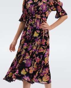 DVF PEACH DRESS ASTRANTIA LG BLACK