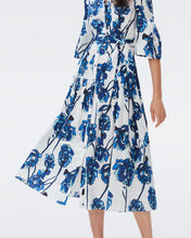 Load image into Gallery viewer, DVF AVEENA DRESS WATERCOLOR FLORAL LG IVORY