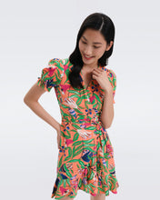 Load image into Gallery viewer, DVF EMILIA MINI DRESS FANTASIA FLORAL CORAL REEF