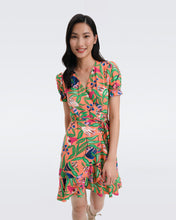 Load image into Gallery viewer, DVF EMILIA MINI DRESS FANTASIA FLORAL CORAL REEF