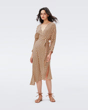 Load image into Gallery viewer, DVF ELOISE TWO DRESS FEBRUARY GEO YOKE YELLOW