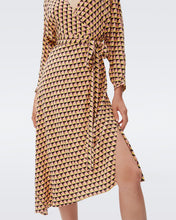 Load image into Gallery viewer, DVF ELOISE TWO DRESS FEBRUARY GEO YOKE YELLOW