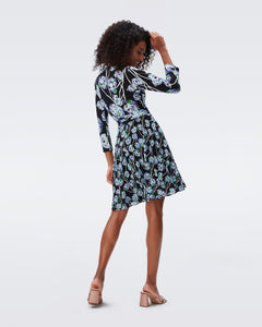 DVF IRINA DRESS  WTRCLR FLORAL LG BLK/MED BLK