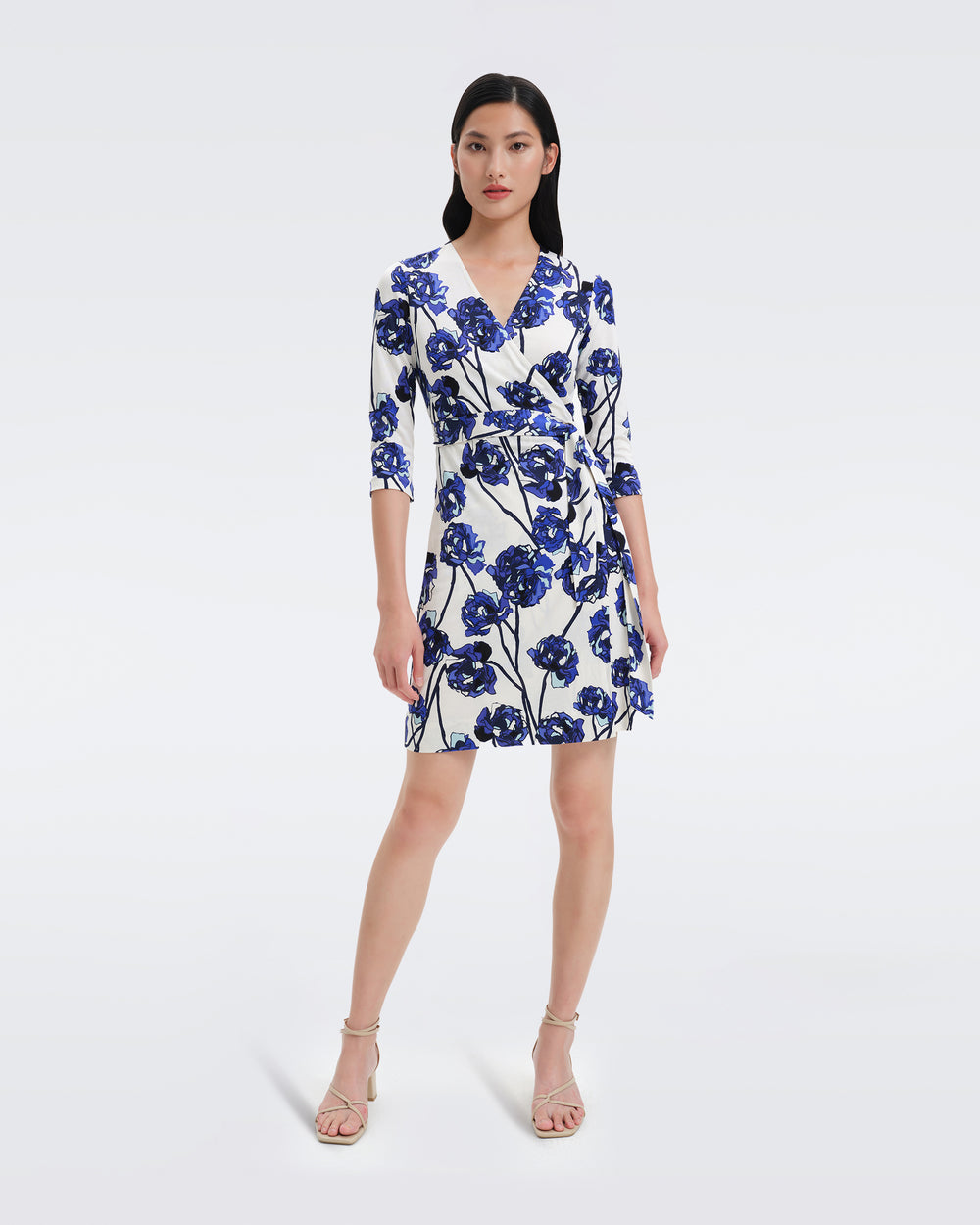 DVF NEW JULIAN TWO DRESS WATERCOLOR FLORAL LG IVORY